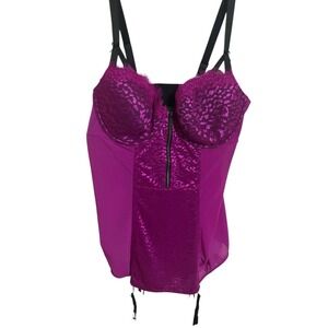 NWOT Corset Garters Ashley Graham‎ Valentine Lingerie Underwire Purple Plus 1X